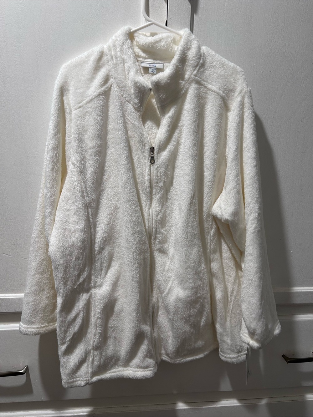 croft & barrow Cream Plush Zip-Front Teddy Jacket